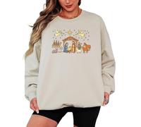 Sassy Souls Nativity Scene Christmas Holiday Womens Sweatshirt Religious Manger Graphic Pullover Jumper XL Sand