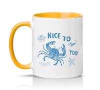 Sassy Souls Nice to Sea You 11oz Ceramic Novelty Mug Sea Pun Coastal Humour Tea Coffee Cup Gift Golden Yellow