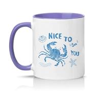 Sassy Souls Nice to Sea You 11oz Ceramic Novelty Mug Sea Pun Coastal Humour Tea Coffee Cup Gift Light Purple