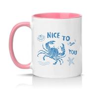 Sassy Souls Nice to Sea You 11oz Ceramic Novelty Mug Sea Pun Coastal Humour Tea Coffee Cup Gift Pink