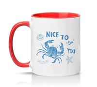 Sassy Souls Nice to Sea You 11oz Ceramic Novelty Mug Sea Pun Coastal Humour Tea Coffee Cup Gift Red