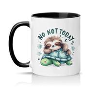 Sassy Souls No Not Today 11oz Ceramic Novelty Mug Sleepy Sloth Turtle Animal Humour Tea Coffee Cup Gift Black