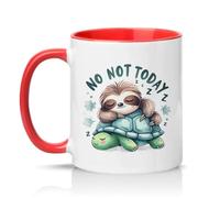 Sassy Souls No Not Today 11oz Ceramic Novelty Mug Sleepy Sloth Turtle Animal Humour Tea Coffee Cup Gift Red