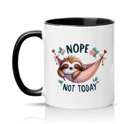 Sassy Souls Nope Not Today Womens 11oz Ceramic Novelty Mug Sloth Animal Humour Tea Coffee Cup Gift Black