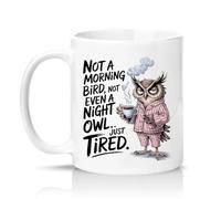 Sassy Souls Not A Morning Bird Not Even A Night Owl Just Tired 11oz Ceramic Novelty Mug Sleepy Owl Coffee Lovers Tea Coffee Cup Gift White