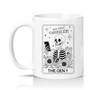 Sassy Souls Not Today Capitalism The Gen Y 11oz Ceramic Novelty Mug Tarot Style Skeleton Social Humour Tea Coffee Cup Gift White
