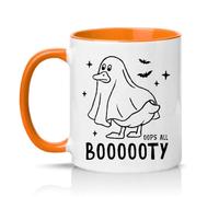 Sassy Souls Oops All Boooooty 11oz Ceramic Novelty Mug Duck Ghost Pun Halloween Humour Tea Coffee Cup Orange