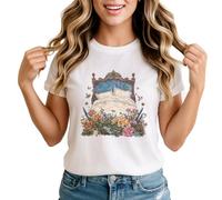 Sassy Souls Ornate Bed Floral Garden Womens Graphic T-Shirt Nature Floral Fantasy Dreamy Design 2XL White
