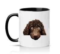 Sassy Souls Peeking Brown Dog 11oz Ceramic Novelty Mug Labradoodle Cockapoo Tea Coffee Cup Gift Black