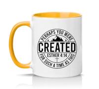 Sassy Souls Perhaps You were Created for Such A Time As This Esther 4:14 11oz Ceramic Novelty Mug Christian Bible Verse Tea Coffee Cup Gift Golden Yellow
