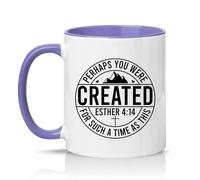 Sassy Souls Perhaps You were Created for Such A Time As This Esther 4:14 11oz Ceramic Novelty Mug Christian Bible Verse Tea Coffee Cup Gift Light Purple
