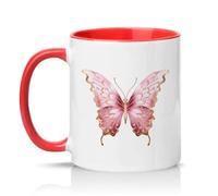 Sassy Souls Pink Butterfly 11oz Ceramic Novelty Mug Watercolour Butterfly Art Nature Tea Coffee Cup Gift Red