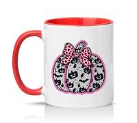 Sassy Souls Pink Leopard Print Lace Pumpkin 11oz Ceramic Novelty Mug Halloween Tea Coffee Cup Red