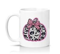 Sassy Souls Pink Leopard Print Lace Pumpkin 11oz Ceramic Novelty Mug Halloween Tea Coffee Cup White