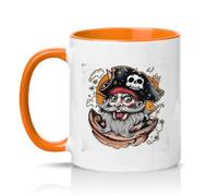 Sassy Souls Pirate Skull Captain 11oz Ceramic Novelty Mug Cartoon Pirate Humour Tea Coffee Cup Gift Orange