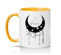 Sassy Souls Pisces 11oz Ceramic Novelty Mug Pisces Zodiac Astrology Tea Coffee Cup Gift Golden Yellow