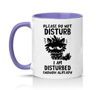 Sassy Souls Please Do Not Disturb I Am Disturbed Enough Already 11oz Ceramic Novelty Mug Grumpy Cat Humour Tea Coffee Cup Gift Light Purple