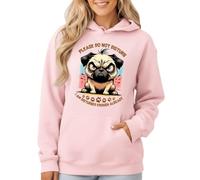 Sassy Souls Please Do Not Disturb I Am Disturbed Enough Already Grumpy Pug Dog Animals Womens Graphic Hoodie Sweatshirt XL (18-20) Light Pink