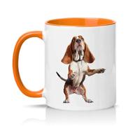 Sassy Souls Powered By Basset Hound Cuddles 11oz Ceramic Novelty Mug Basset Hound Dog Lovers Tea Coffee Cup Orange