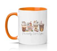 Sassy Souls Powered By Cat and Coffee 11oz Ceramic Novelty Mug Cat Lovers Tea Coffee Cup Orange