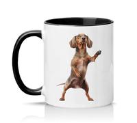 Sassy Souls Powered By Dachshund and Coffee 11oz Ceramic Novelty Mug Dachshund Owner Dog Lovers Tea Coffee Cup Gift Black