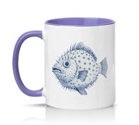 Sassy Souls Puffer Fish 11oz Ceramic Novelty Mug Marine Life Illustration Tea Coffee Cup Gift Light Purple