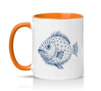 Sassy Souls Puffer Fish 11oz Ceramic Novelty Mug Marine Life Illustration Tea Coffee Cup Gift Orange