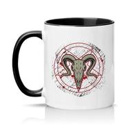 Sassy Souls Ram Skull Pentagram 11oz Ceramic Novelty Mug Gothic Occult Alternative Dark Art Tea Coffee Cup Gift Black