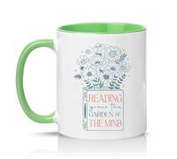 Sassy Souls Reading Grows The Garden of The Mind 11oz Ceramic Novelty Mug Book Lovers Tea Coffee Cup Green