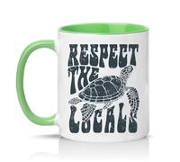 Sassy Souls Respect The Locals 11oz Ceramic Novelty Mug Sea Turtle Nature Tea Coffee Cup Gift Green