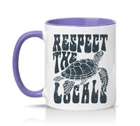 Sassy Souls Respect The Locals 11oz Ceramic Novelty Mug Sea Turtle Nature Tea Coffee Cup Gift Light Purple