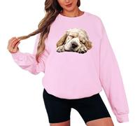 Sassy Souls Resting Cocker Spaniel Animal Lover Womens Sweatshirt Dog Design Ladies Pullover Jumper L Light Pink