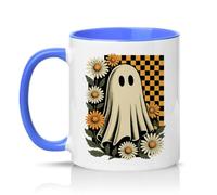 Sassy Souls Retro Ghost Floral 11oz Ceramic Novelty Mug Halloween Autumn Aesthetic Tea Coffee Cup Blue