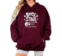 Sassy Souls Rock Star Born To Be A Rockstar Rock Music Womens Hoodie Graphic Hoody For Women Ladies Sweatshirt With Skull Guitar Design M (12-14) Maroon