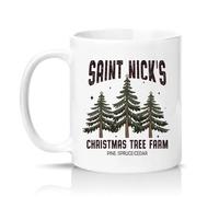 Sassy Souls Saint Nicks Christmas Tree Farm Pine Spruce Cedar 11oz Ceramic Novelty Mug Christmas Holiday Tea Coffee Cup Gift White