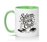 Sassy Souls Salem Book Club Est 1692 11oz Ceramic Novelty Mug Witchy Reader Book Lovers Tea Coffee Cup Green