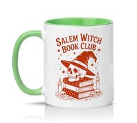 Sassy Souls Salem Witch Book Club Womens 11oz Ceramic Novelty Mug Spooky Aesthetic Book Lovers Tea Coffee Cup Gift Green