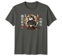 Sassy Souls Samurai Cat T-Shirt - Japanese Warrior Kitten Ninja Graphic Tee 2XL Light Graphite