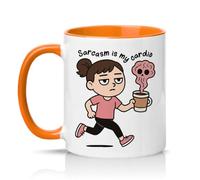 Sassy Souls Sarcasm is My Cardio Womens 11oz Ceramic Novelty Mug Fitness Irony Sarcastic Humour Tea Coffee Cup Gift Orange