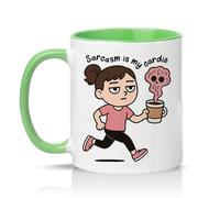 Sassy Souls Sarcasm is My Cardio Womens 11oz Ceramic Novelty Mug Fitness Irony Sarcastic Humour Tea Coffee Cup Gift Green