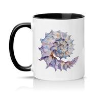 Sassy Souls Seahorse Shell Art 11oz Ceramic Novelty Mug Coastal Sea Life Tea Coffee Cup Gift Black