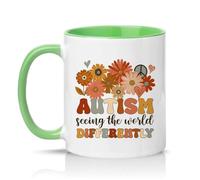 Sassy Souls Seeing The World Differently 11oz Ceramic Novelty Mug Neurodiversity Awareness Tea Coffee Cup Gift Green