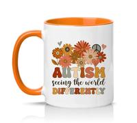 Sassy Souls Seeing The World Differently 11oz Ceramic Novelty Mug Neurodiversity Awareness Tea Coffee Cup Gift Orange