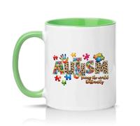 Sassy Souls Seeing The World Differntly 11oz Ceramic Novelty Mug Neurodiversity Awareness Tea Coffee Cup Gift Green