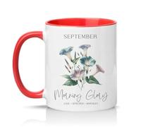 Sassy Souls September Morning Glory Love Affection Mortality Womens 11oz Ceramic Novelty Mug Birth Flower Floral Tea Coffee Cup Gift Red
