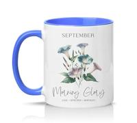 Sassy Souls September Morning Glory Love Affection Mortality Womens 11oz Ceramic Novelty Mug Birth Flower Floral Tea Coffee Cup Gift Blue