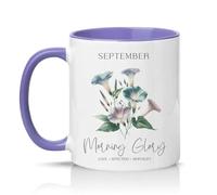 Sassy Souls September Morning Glory Love Affection Mortality Womens 11oz Ceramic Novelty Mug Birth Flower Floral Tea Coffee Cup Gift Light Purple