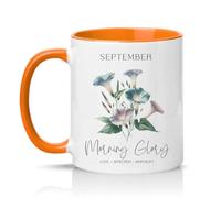 Sassy Souls September Morning Glory Love Affection Mortality Womens 11oz Ceramic Novelty Mug Birth Flower Floral Tea Coffee Cup Gift Orange