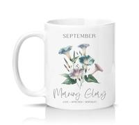 Sassy Souls September Morning Glory Love Affection Mortality Womens 11oz Ceramic Novelty Mug Birth Flower Floral Tea Coffee Cup Gift White