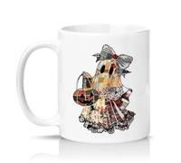 Sassy Souls Shabby Chic Patchwork Ghost Halloween Womens 11oz Ceramic Novelty Mug Cottagecore Tea Coffee Cup Gift White